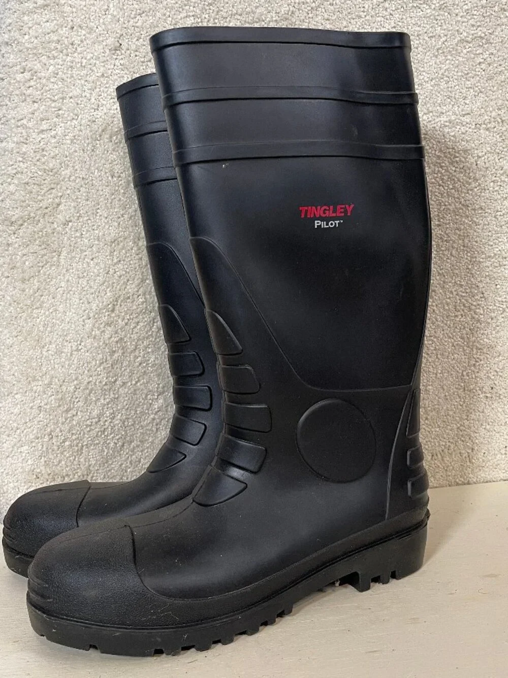 Tingley Pilot Knee-high Safety Toe Black Waterproof PVC Boots Size 12 31151